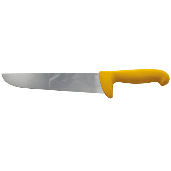 סכין קצבים ידית פלסטיק בצבע צהוב במגוון גדלים לבחירה (18-36 ס״מ)