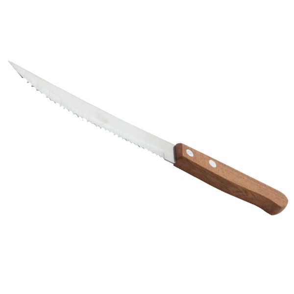 סכין סטייק ידית עץ משונן