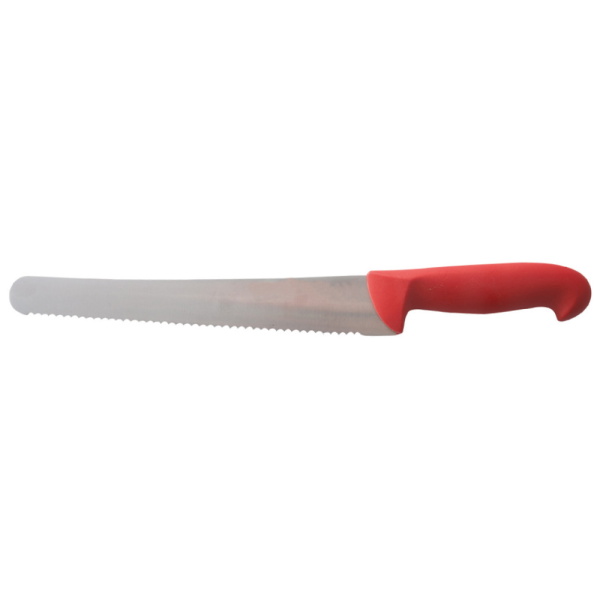 סכין קונדיטור משופע משונן 25 ס״מ עם ידית פלסטיק במגוון צבעים לבחירה