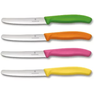 סכין ירקות משונן קצה עגול 11 ס״מ פלסטיק במגוון צבעים לבחירה