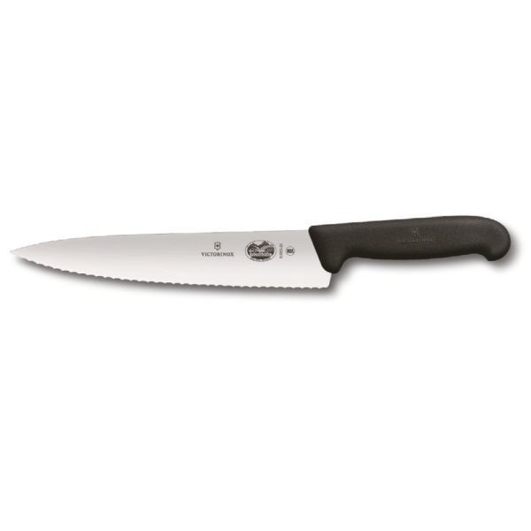 סכין שף משונן 22 ס”מ ידית פלסטיק שחורה