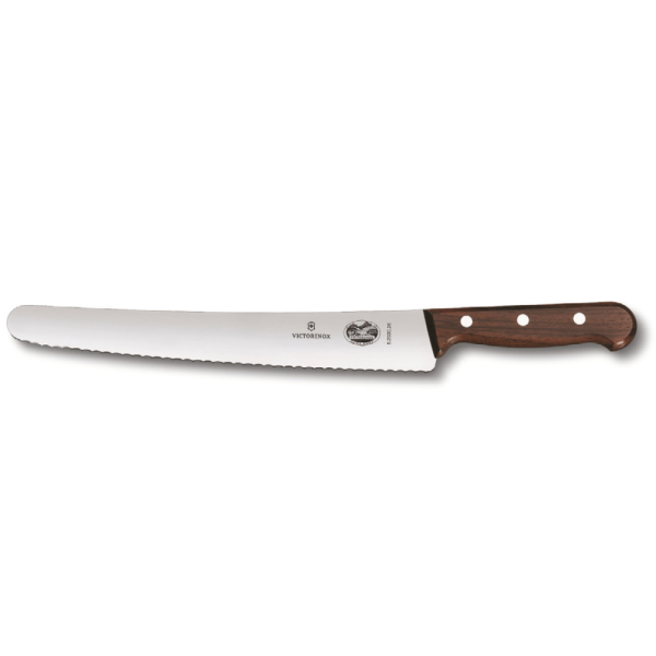 סכין קונדיטור משונן משופע 26 ס״מ ידית עץ