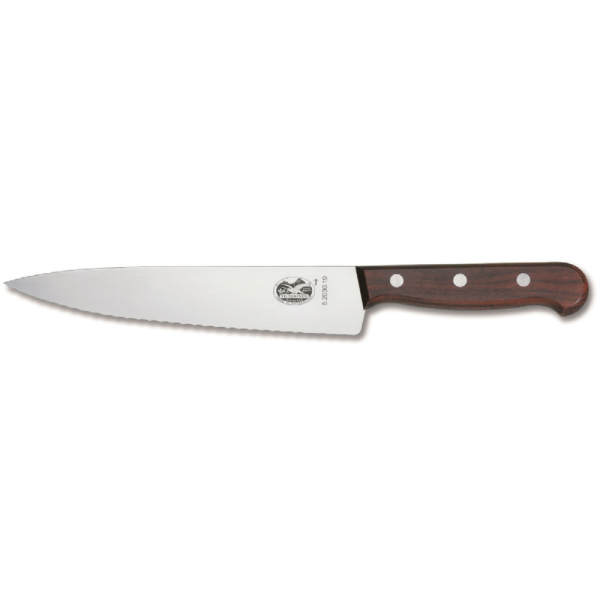 סכין שף משונן ידית עץ במגוון גדלים לבחירה (19-25 ס״מ)