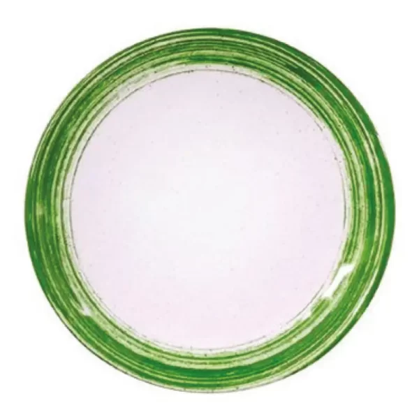 צלחת לבן/ירוק מלמין במגוון גדלים לבחירה (15-27.8 ס״מ) סדרת פלואו