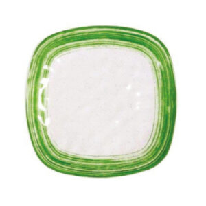 צלחת מרובעת לבן/ירוק מלמין במגוון גדלים לבחירה (19-26.5 ס״מ) סדרת פלואו