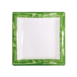 פלטה מרובעת לבן/ירוק מלמין במגוון גדלים לבחירה (20.5-30.5 ס״מ) סדרת פלואו