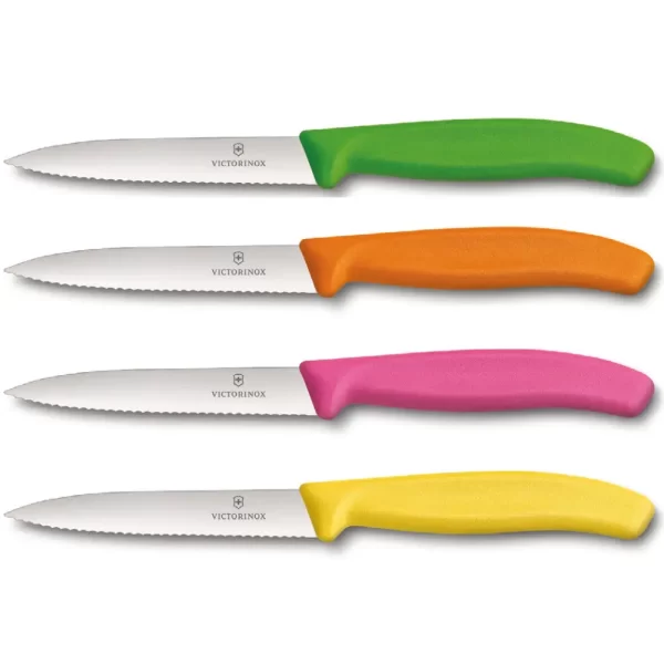 סכין ירקות משונן שפיץ 10 ס״מ ידית פלסטיק במגוון צבעים לבחירה